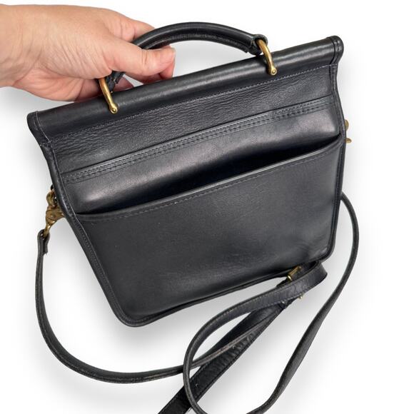 Vintage Dove Navy Blue Medium Unlined Leather Top Handle Cross Body Purse - Picture 5 of 16